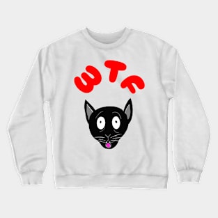 WTF Surprised Black Cat Anime/Manga Art Crewneck Sweatshirt